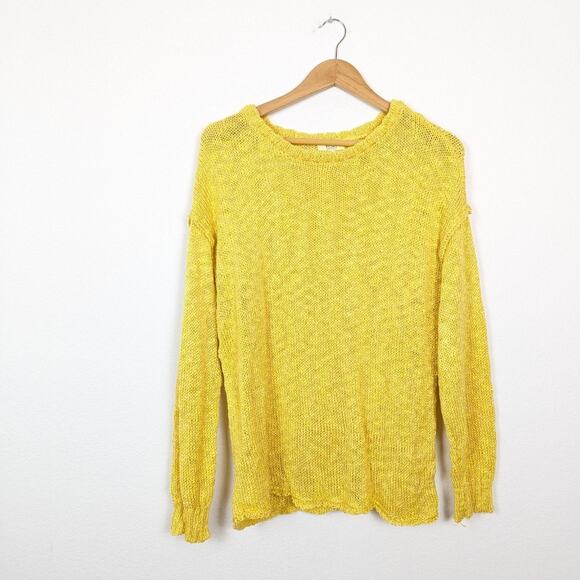 Kori America Yellow Open Knit Lightweight Long Sleeve Sweater Size S - Picture 3 of 7